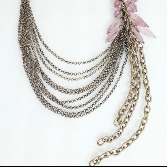 Lia Sophia Vintage Antique Gold Tone Blushing Pink Resin Necklace NWT - Picture 3 of 14